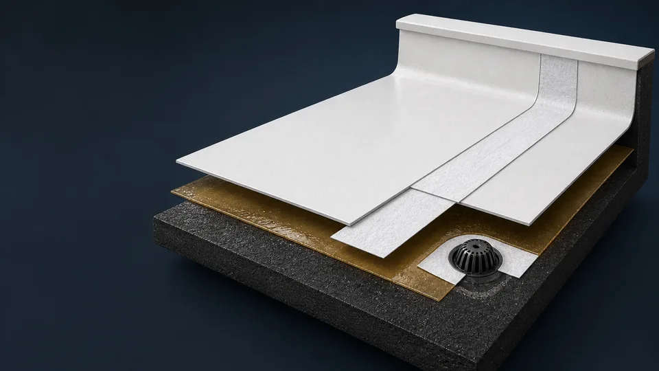 Opbouw van een waterdichtingssysteem voor een plat bedrijfsdak