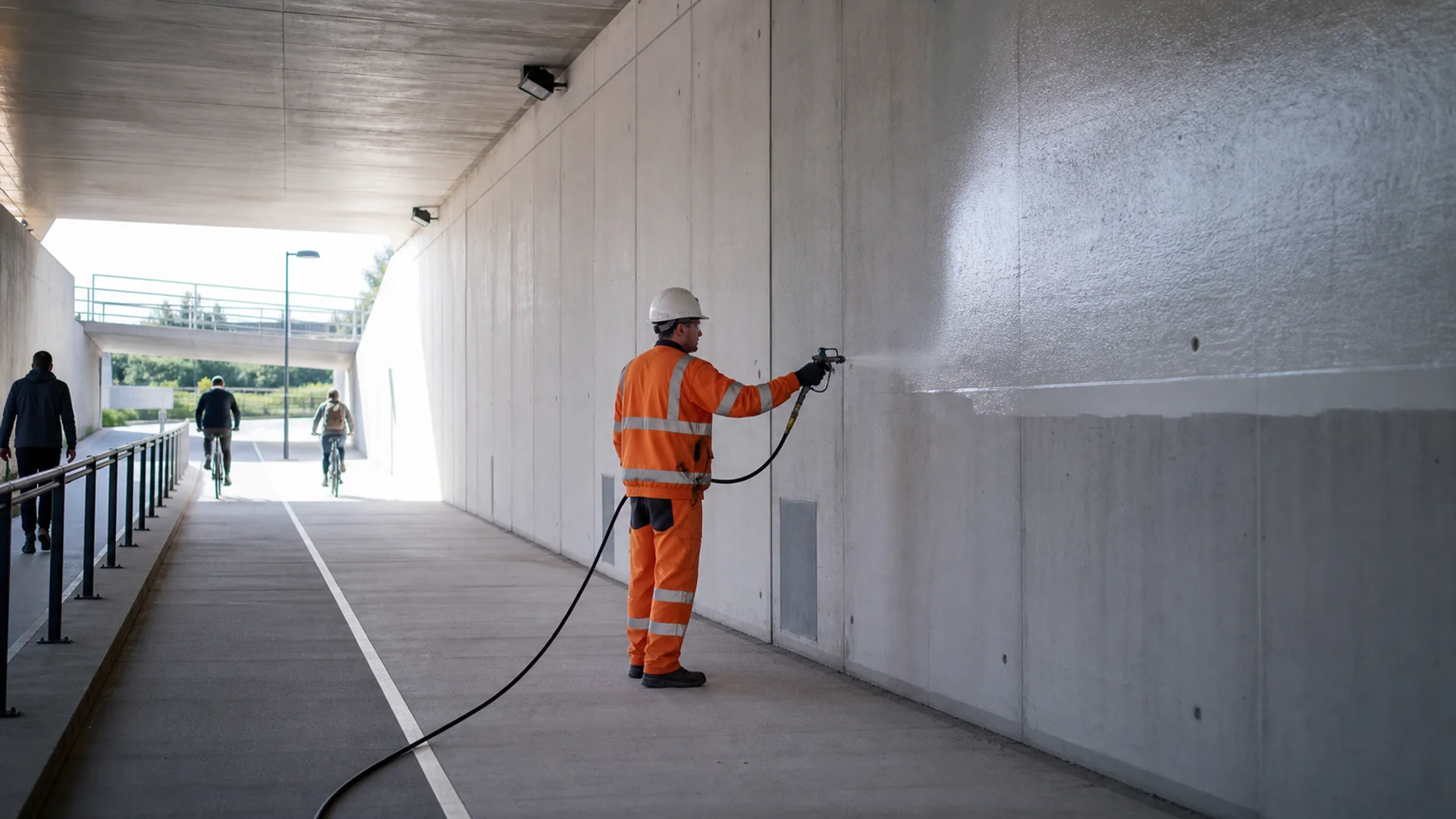 Reinigbarer Schutz öffentlicher Betonflächen für größere Geschäftsprojekte